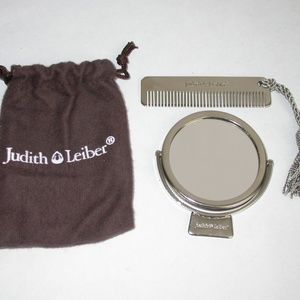 Judith Leiber Silver Comb & Mirror Set